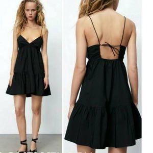 Nat Zara poplin tiered dress. Open back